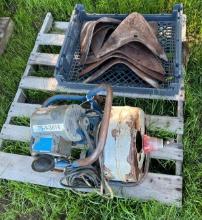 Crate of Cultivator Plows and Sewer Snake - Works