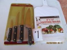 New Open Package Tramontina 4pk Asst Knives and cutting Board