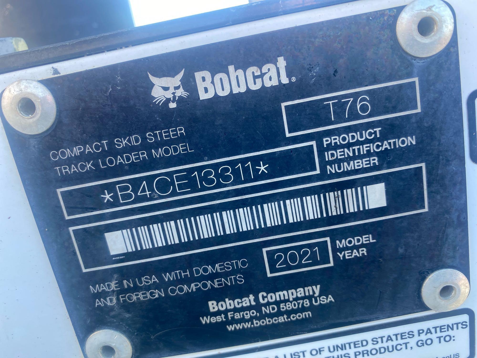 2021 Bobcat T76 R Series 2SPD Rubber Track Skid Steer Loader