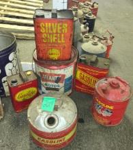 VINTAGE GAS AND/OR OIL CANS - PICK UP ONLY