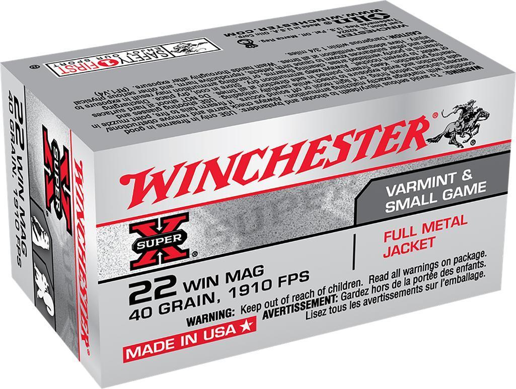 Winchester Ammo X22M Super X 22 WMR 40 gr Full Metal Jacket FMJ 50 Bx