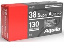 Aguila 1E382112 Target Range Handgun 38 Super P 130 gr Full Metal Jacket 50 Per Box