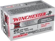 Winchester Ammo X22M Super X 22 WMR 40 gr Full Metal Jacket FMJ 50 Bx