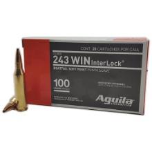 Aguila 8047AG 243 Win 100 gr InterLock Boat Tail Soft Point 20 Per Box