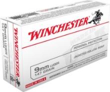Winchester Ammo USA9JHP USA 9mm Luger 115 gr Jacketed Hollow Point JHP 50 Per Box