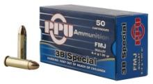 PPU PPH38SF Handgun 38 Special 130 gr Full Metal Jacket 50 Per Box