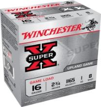 Winchester Ammo XU168 Super X Game Load 16 Gauge 2.75 1 oz 1165 fps 8 Shot 25 Bx