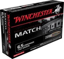 Winchester Ammo S65CM Match Target 6.5 Creedmoor 140 gr Sierra MatchKing BTHP SMBTHP 20 Per Box