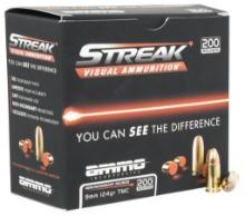 Ammo Inc 9124TMCSTRKRED200 Streak Visual RED Self Defense 9mm Luger 124 gr Total Metal Case TMC 200