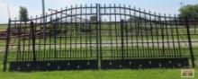20' Dual Swing Decorative Iron Entry Driveway Gates With Deer Scene