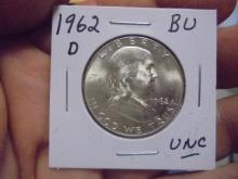 1962 D Mint Silver Franklin Half Dollar