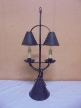Vintage Style Metal Double Bulb Table Lamp