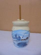 Vintage Small Marshall Pottery Handpainted Butter Churn