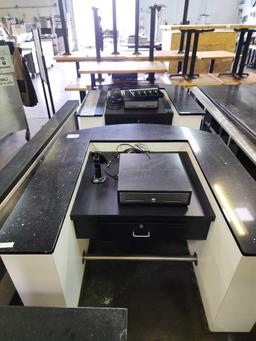 55 in. x 51 in. Black Stone Top 2 Sided Cashier Station