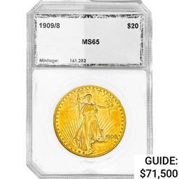 1909/8 $20 Gold Double Eagle PCI MS65