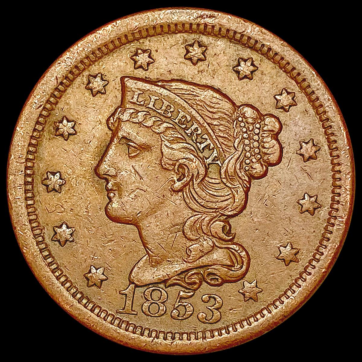 1853 Braided Hair Large Cent CLOSELY UNCIRCULATED