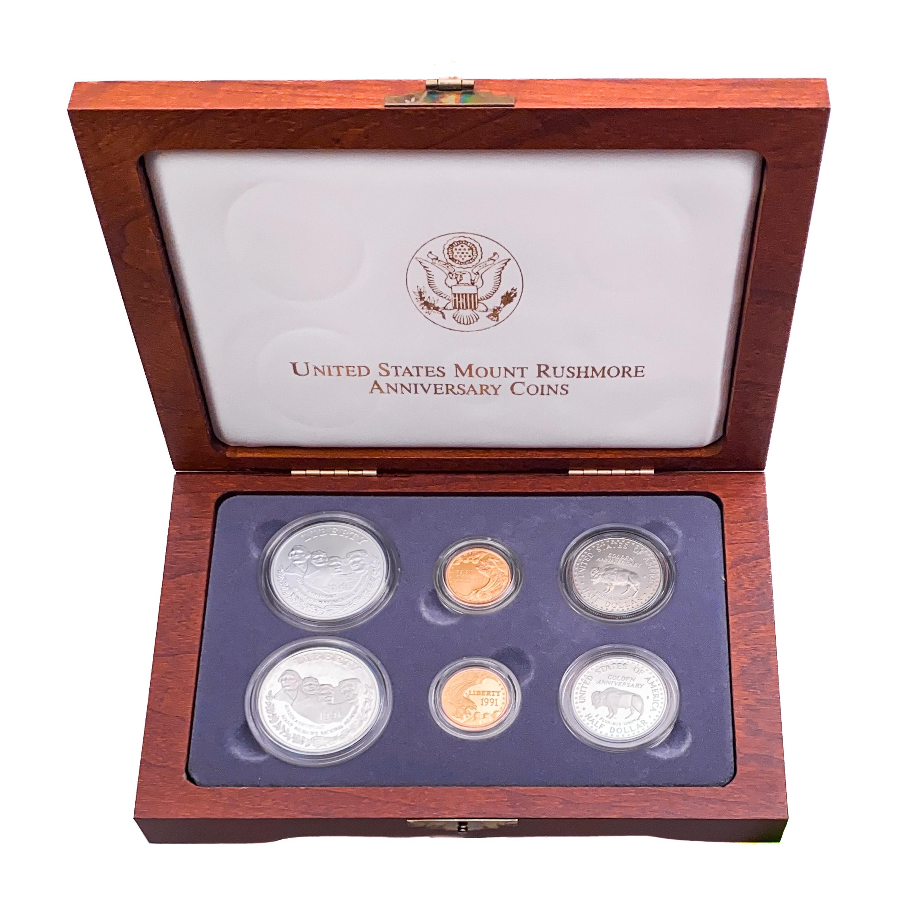1991 Mt. Rushmore Anniv. Gold and Silver Coin Set