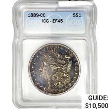 1889-CC Morgan Silver Dollar ICG EF45