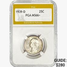 1939-D Washington Silver Quarter PGA MS66+