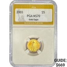 2003 $5 1/10oz. American Gold Eagle PGA MS70