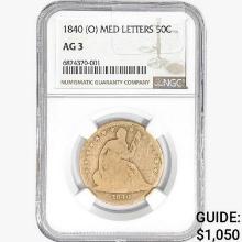 1840(O) Seated Liberty Half Dollar NGC AG3 Med Let