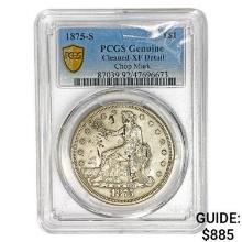 1875-S Silver Trade Dollar PCGS Genuine Cleaned-XF