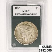 1921 Silver Peace Dollar GG MS67