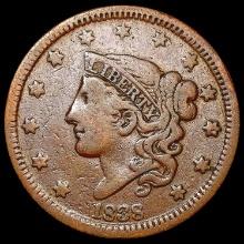 1838 Braided Hair Large Cent LIGHTLY CIRCULATED