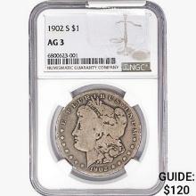 1902-S Morgan Silver Dollar NGC AG3