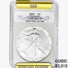 1991 Silver Eagle SGS MS70