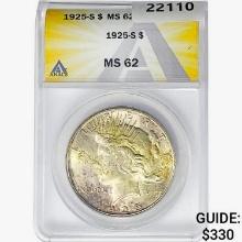 1925-S Silver Peace Dollar ANACS MS62