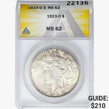 1923-D Silver Peace Dollar ANACS MS62
