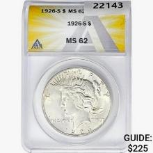 1926-S Silver Peace Dollar ANACS MS62