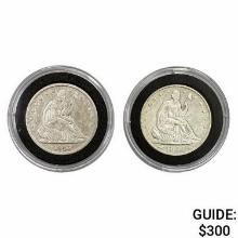 1843, 1855 Pair of Seated Liberty Half Dollars [2