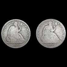 [2] Seated Lib Half Dollars [1854, 1876] NICELY CI
