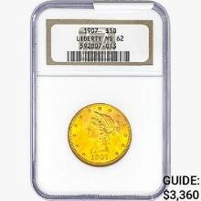 1907 $10 Gold Eagle NGC MS62 Liberty