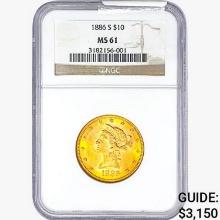 1886-S $10 Gold Eagle NGC MS61