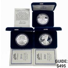 2010 US 1oz Silver Eagle Proof Coins [3 Coins]