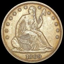 1869 Seated Liberty Half Dollar CLOSELY UNCIRCULAT