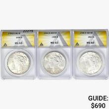 1926 [3] Silver Peace Dollar ANACS MS62/63