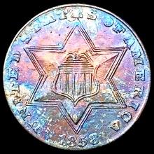 1853 Toned Silver Three Cent CHOICE BU