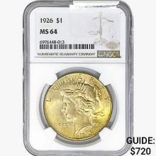 1926 Silver Peace Dollar NGC MS64
