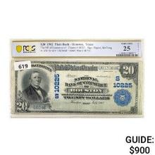 1902 $20 National Note Bank of Houston TX Plainbac