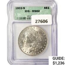 1902-S Morgan Silver Dollar ICG MS62