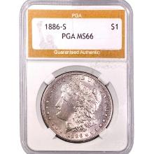 1886-S Morgan Silver Dollar PGA MS66