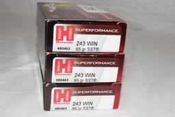 57 Rounds of Hornady "Superformance" .243 WIN. Ammo