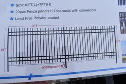 20 - 10' WROUGHT IRON FENCE PANELS W/ 21 POSTS