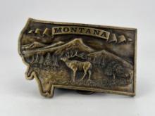 State of Montana Elk Belt Buckle
