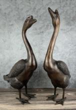 Life Size Bronze Japanese Garden Geese