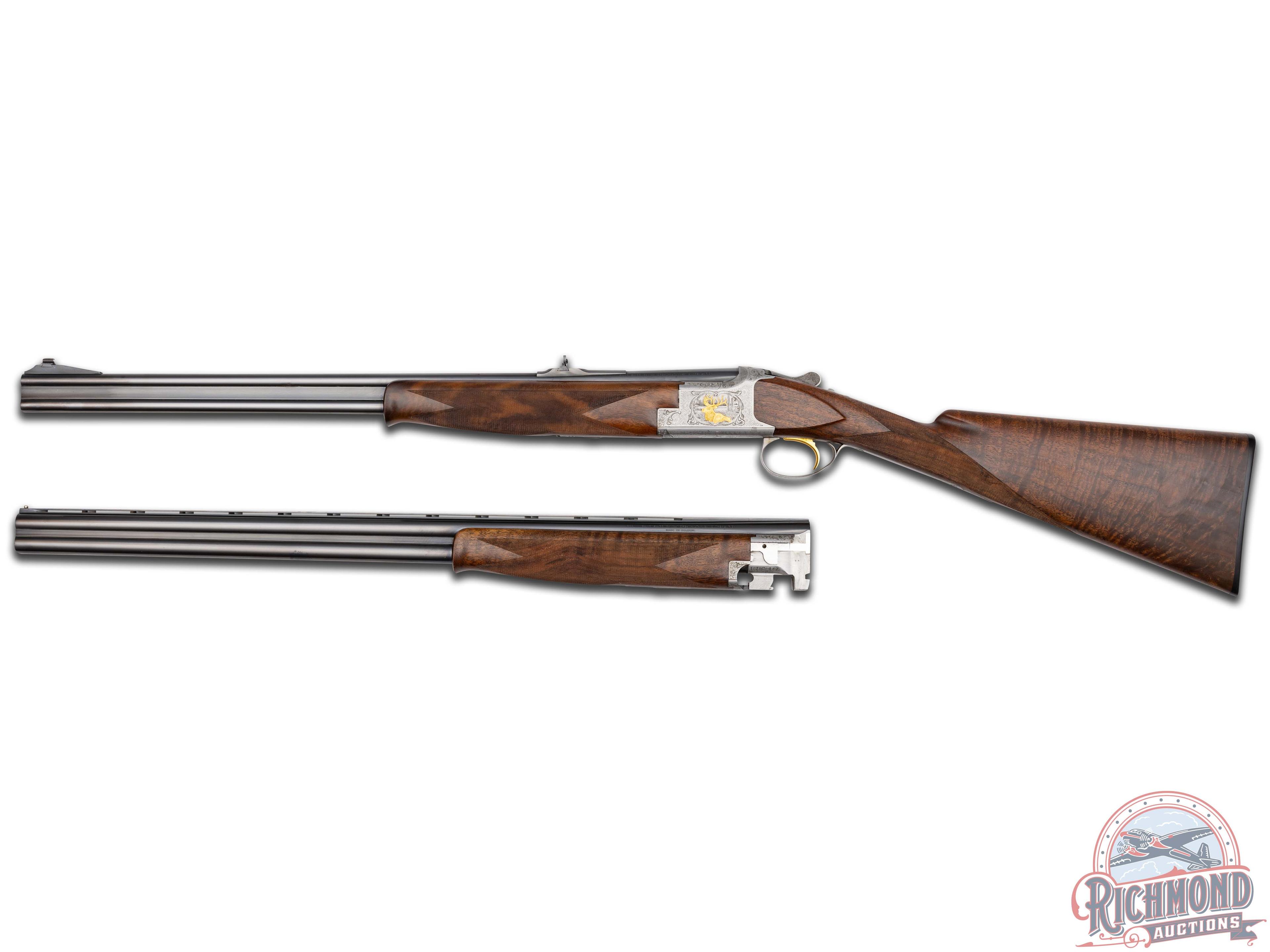 1978 Belgian Browning Centennial Two Barrel Cased Set w/ 20 Gauge Shotgun & Double Rifle by Rosa Bee